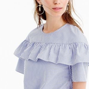 J. Crew - Edie Striped Ruffle Top